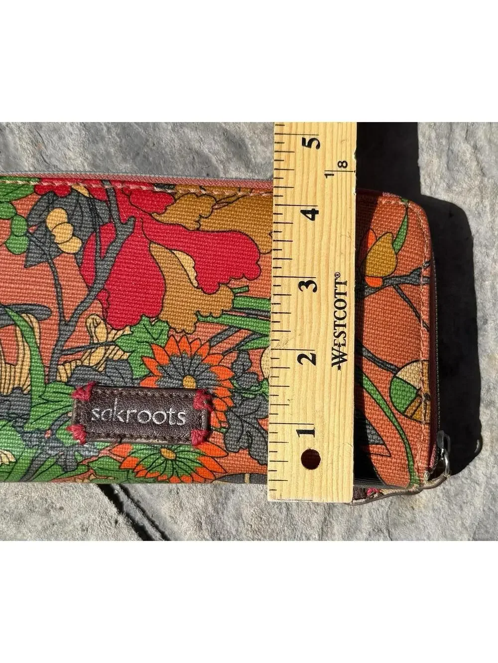 Sakroots Artist Colorful Zip Around Wallet Polyester Boho 8x4 Orange Floral CUTE